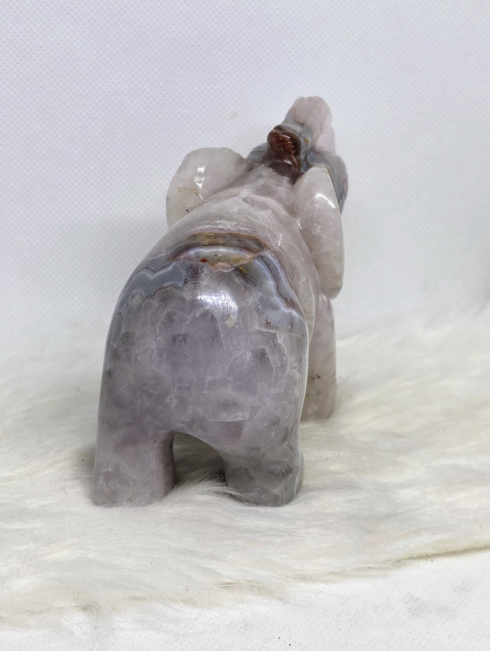 Crazy Lace Agate Amethyst Elephant Carving Large Banded Druzy Crystal Decor - Picture 5 of 8